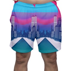 Retro Cityscape Artist Artwork Digital Art Men s Shorts by Salman4z