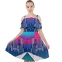 Retro Cityscape Artist Artwork Digital Art Cut Out Shoulders Chiffon Dress View1