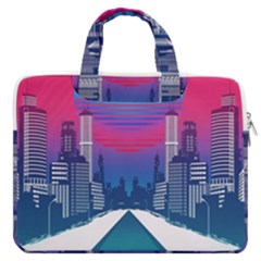 Retro Cityscape Artist Artwork Digital Art Macbook Pro 13  Double Pocket Laptop Bag by Salman4z