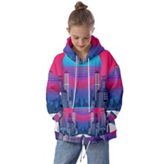 Retro Cityscape Artist Artwork Digital Art Kids  Oversized Hoodie