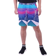 Retro Cityscape Artist Artwork Digital Art Men s Pocket Shorts