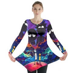 Rick And Morty In Outer Space Long Sleeve Tunic  by Salman4z