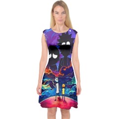 Rick And Morty In Outer Space Capsleeve Midi Dress by Salman4z