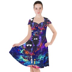 Rick And Morty In Outer Space Cap Sleeve Midi Dress by Salman4z