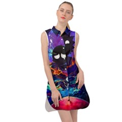 Rick And Morty In Outer Space Sleeveless Shirt Dress by Salman4z