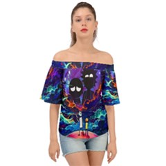 Rick And Morty In Outer Space Off Shoulder Short Sleeve Top by Salman4z