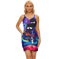 Rick And Morty In Outer Space Wrap Tie Front Dress by Salman4z