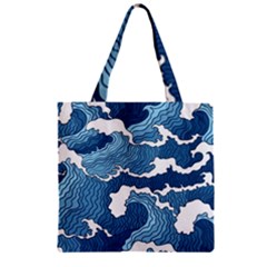 Waves Aesthetics Illustration Japanese Zipper Grocery Tote Bag by Salman4z