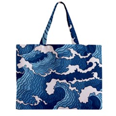 Waves Aesthetics Illustration Japanese Zipper Mini Tote Bag by Salman4z