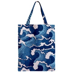 Waves Aesthetics Illustration Japanese Zipper Classic Tote Bag by Salman4z