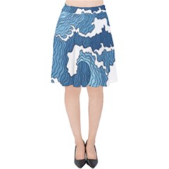 Waves Aesthetics Illustration Japanese Velvet High Waist Skirt