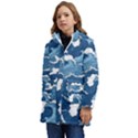 Waves Aesthetics Illustration Japanese Kid s Hooded Longline Puffer Jacket View3