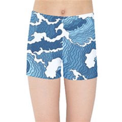 Waves Aesthetics Illustration Japanese Kids  Sports Shorts by Salman4z