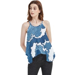 Waves Aesthetics Illustration Japanese Flowy Camisole Tank Top by Salman4z