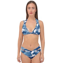 Waves Aesthetics Illustration Japanese Double Strap Halter Bikini Set by Salman4z