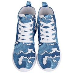 Waves Aesthetics Illustration Japanese Women s Lightweight High Top Sneakers by Salman4z