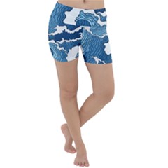 Waves Aesthetics Illustration Japanese Lightweight Velour Yoga Shorts