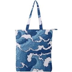 Waves Aesthetics Illustration Japanese Double Zip Up Tote Bag by Salman4z