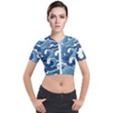 Waves Aesthetics Illustration Japanese Short Sleeve Cropped Jacket View1