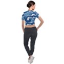 Waves Aesthetics Illustration Japanese Short Sleeve Cropped Jacket View2