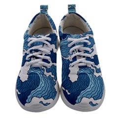 Waves Aesthetics Illustration Japanese Women Athletic Shoes by Salman4z