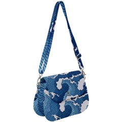 Waves Aesthetics Illustration Japanese Saddle Handbag