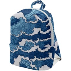 Waves Aesthetics Illustration Japanese Zip Up Backpack