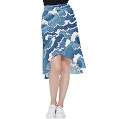 Waves Aesthetics Illustration Japanese Frill Hi Low Chiffon Skirt