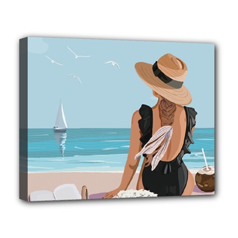 Rest By The Sea Deluxe Canvas 20  X 16  (stretched) by SychEva