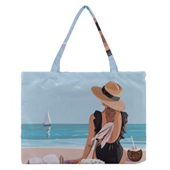 Rest By The Sea Zipper Medium Tote Bag by SychEva