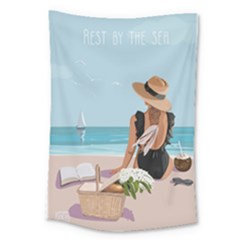 Rest By The Sea Large Tapestry by SychEva