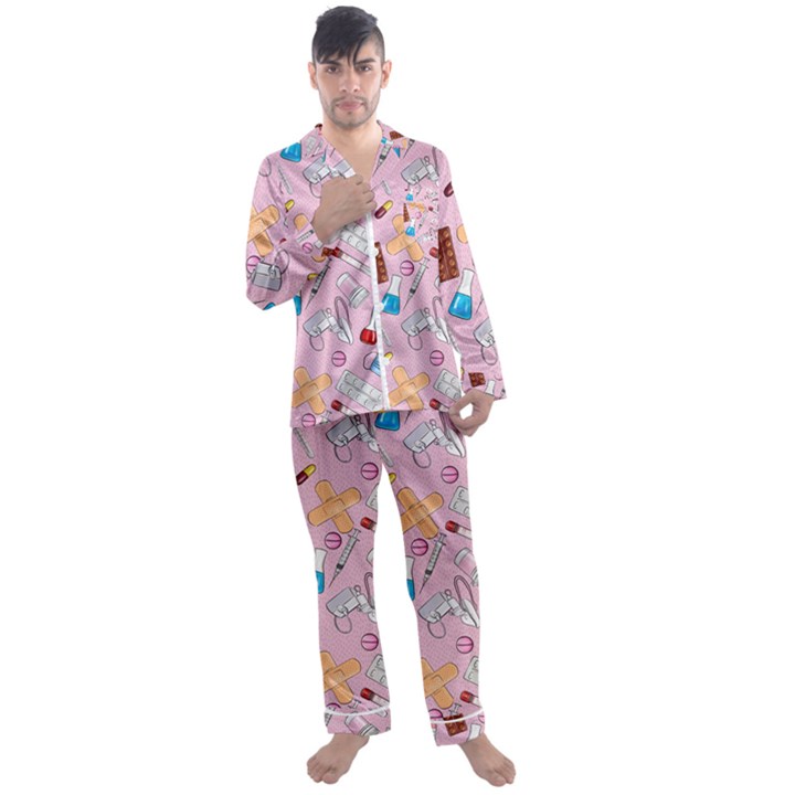 Medical Men s Long Sleeve Satin Pajamas Set