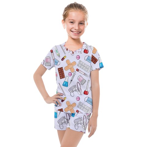 Medicine Kids  Mesh Tee And Shorts Set by SychEva