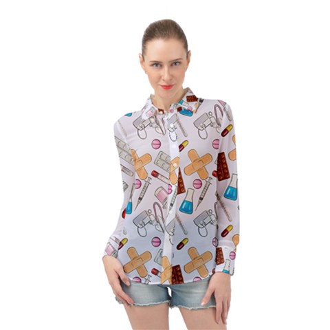 Medicine Long Sleeve Chiffon Shirt by SychEva