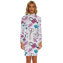 Medicine Long Sleeve Shirt Collar Bodycon Dress by SychEva