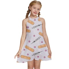 Medicine Kids  Halter Collar Waist Tie Chiffon Dress by SychEva