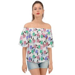 Nail Polish Off Shoulder Short Sleeve Top by SychEva