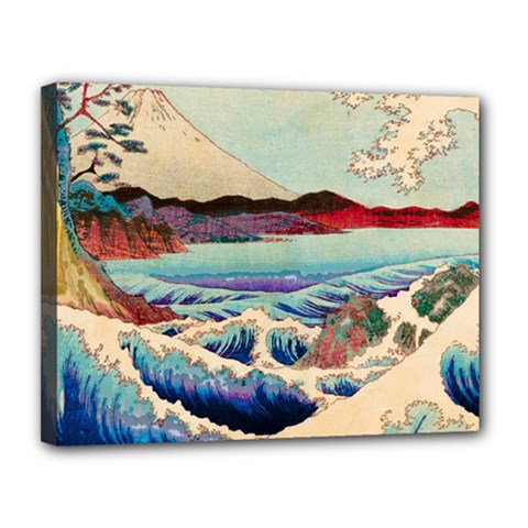 Wave Japanese Mount Fuji Woodblock Print Ocean Canvas 14  X 11  (stretched) by Salman4z