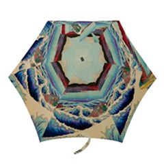 Wave Japanese Mount Fuji Woodblock Print Ocean Mini Folding Umbrellas by Salman4z