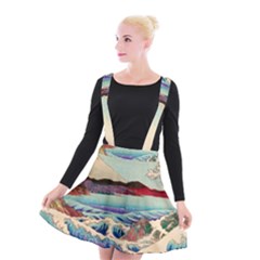 Wave Japanese Mount Fuji Woodblock Print Ocean Suspender Skater Skirt by Salman4z