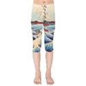 Wave Japanese Mount Fuji Woodblock Print Ocean Kids  Capri Leggings  View1