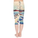 Wave Japanese Mount Fuji Woodblock Print Ocean Kids  Capri Leggings  View2