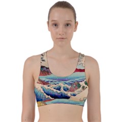 Wave Japanese Mount Fuji Woodblock Print Ocean Back Weave Sports Bra by Salman4z