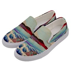 Wave Japanese Mount Fuji Woodblock Print Ocean Men s Canvas Slip Ons by Salman4z