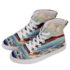 Wave Japanese Mount Fuji Woodblock Print Ocean Men s Hi-top Skate Sneakers by Salman4z