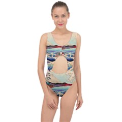 Wave Japanese Mount Fuji Woodblock Print Ocean Center Cut Out Swimsuit by Salman4z