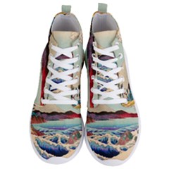 Wave Japanese Mount Fuji Woodblock Print Ocean Men s Lightweight High Top Sneakers by Salman4z