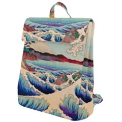 Wave Japanese Mount Fuji Woodblock Print Ocean Flap Top Backpack by Salman4z