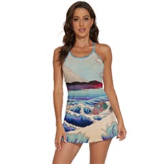 Wave Japanese Mount Fuji Woodblock Print Ocean 2-in-1 Flare Activity Dress by Salman4z