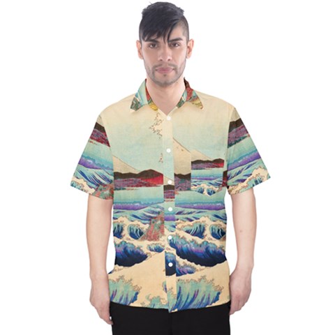 Wave Japanese Mount Fuji Woodblock Print Ocean Men s Hawaii Shirt by Salman4z